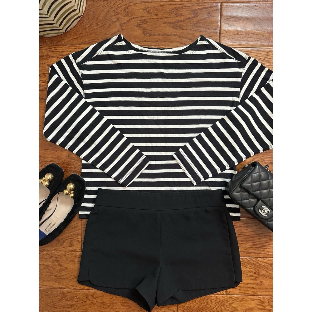 Everlane Womens Medium Organic Cotton Striped Boat Neck Long Sleeve Tee Shirt